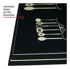 Tapete De Cozinha Kitchen Itens 3 Peças Antiderrapante Comprimento 120 cm Cor Preto Largura 34 cm