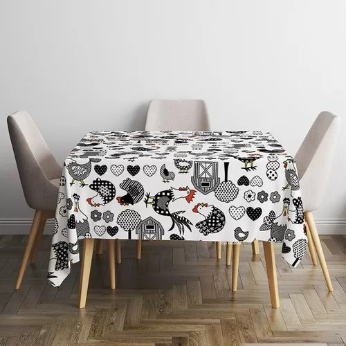 Toalha Mesa Termica Plastica Impermeavel Quadrada 4 Lugares Cor Estampadas Galinhas