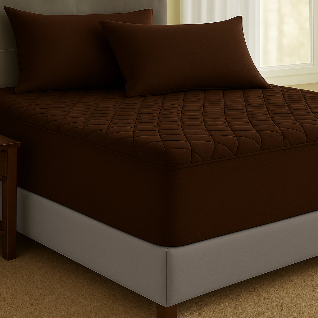 Capa Protetor De Colchão Elástico Queen Impermeável Casa Laura Enxovais Matelado Cor Marrom