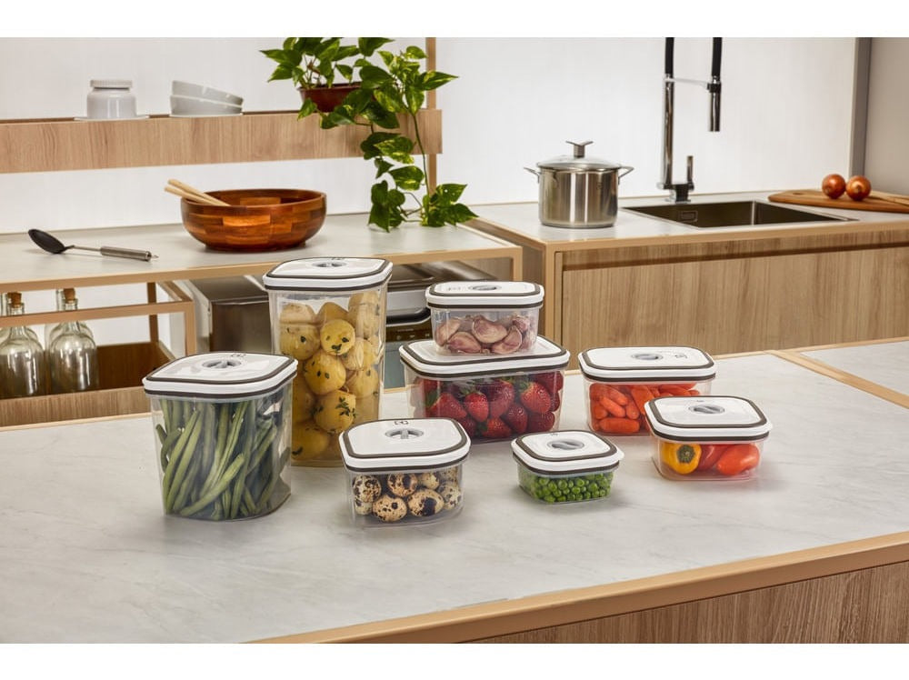 Kit Potes Plásticos Transparente com Tampa Branca 8 Unidades Electrolux