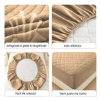 Protetor De Colchão Casal Impermeável Capa Protetora Antiácaros Matelada Cor Bege Casa Laura Enxovais