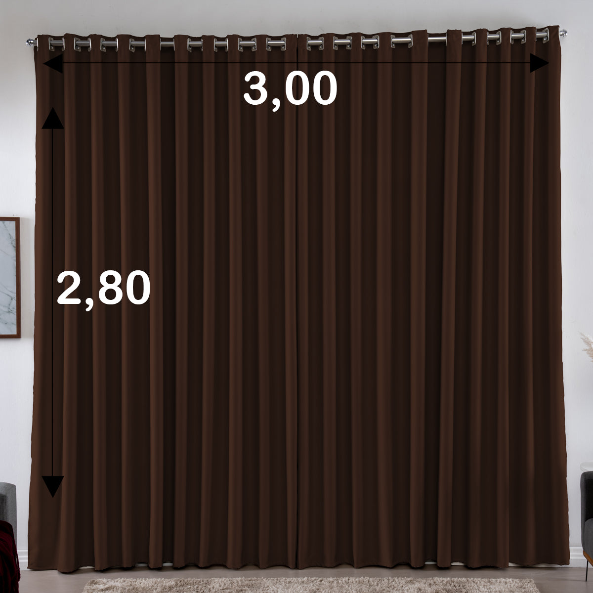 Cortina 3,00x2,80 Metros Blackout Blecaute Tabaco Corta Luz Em Tecido Grosso Para Quarto E Sala Casa Laura Enxovais