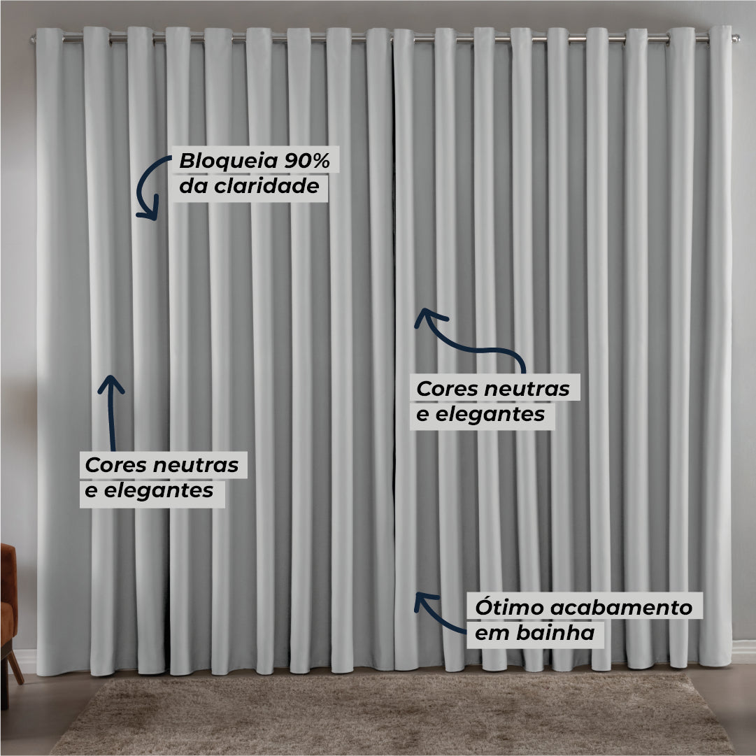 Cortina Blackout Em Tecido 3,00x2,80 Corta Luz Cor Gelo