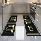 Tapete De Cozinha Kitchen Itens 3 Peças Antiderrapante Comprimento 120 cm Cor Preto Largura 34 cm