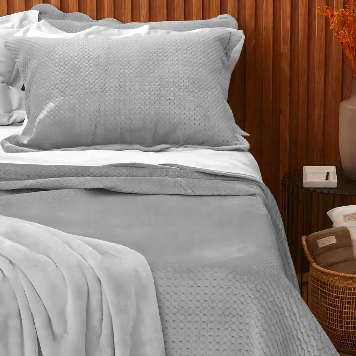 Colcha Velvet Neo King 260x280 Camesa Cor Cinza