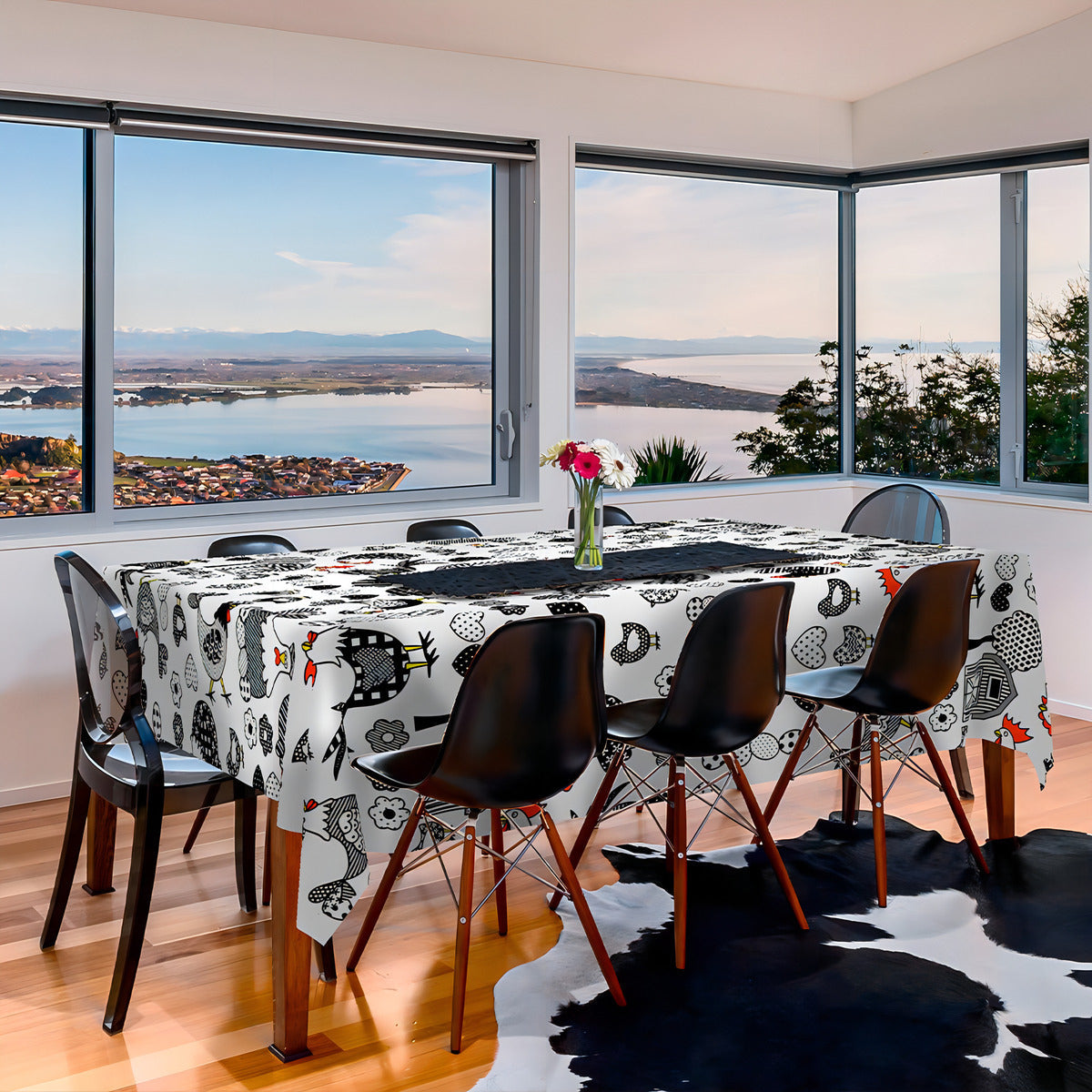 Toalha Mesa Termica Plastica Impermeavel Quadrada 4 Lugares Cor Estampadas Galinhas