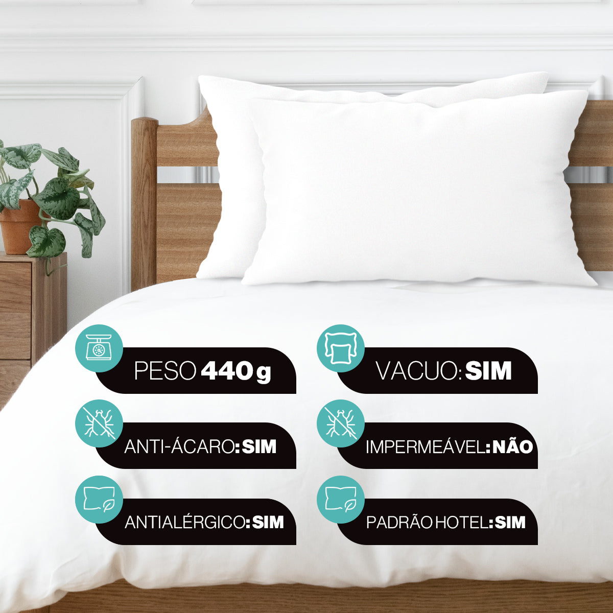 Kit 4 Travesseiros 50x70 Toque De Pluma Médio Antialérgico