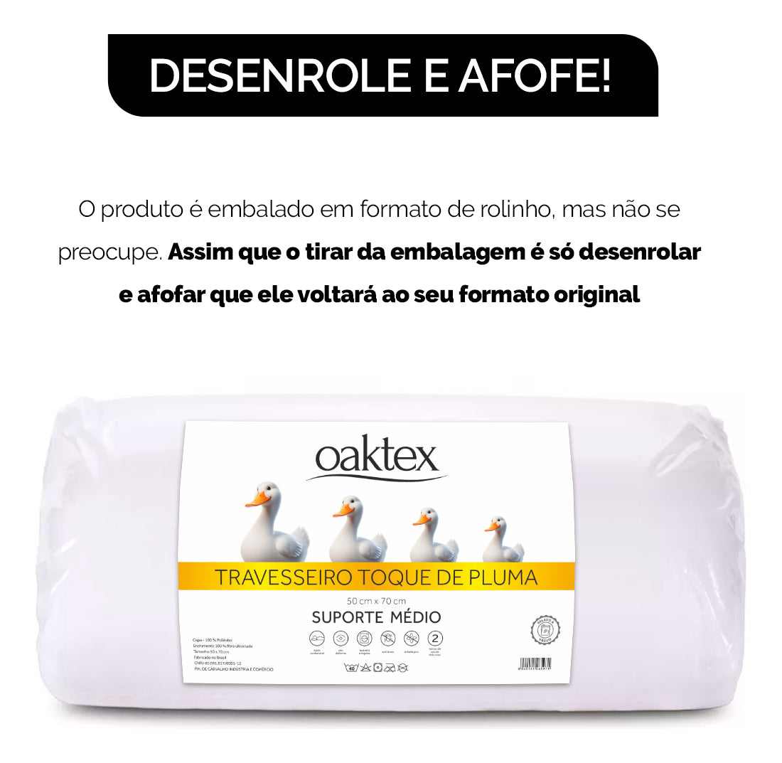 Kit 4 Travesseiros 50x70 Toque De Pluma Médio Antialérgico