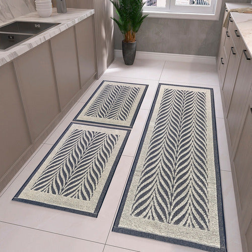 Kit 3 Peças Tapetes E Passadeira Axia Luxo Tear Para Cozinha