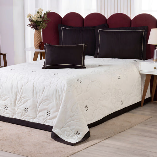 Kit Cobre Leito Queen 5 Peças Bordado Percal 400 Fios Luxo