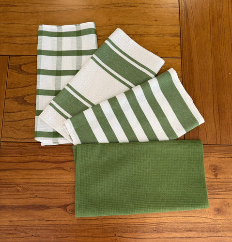 Kit 4 Panos De Copa Atoalhado 60x40cm - Pano De Prato