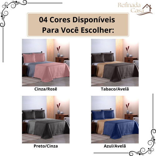 Kit Cobre Leito Queen 3 Peças Tecido Matelassê Completo Jogo